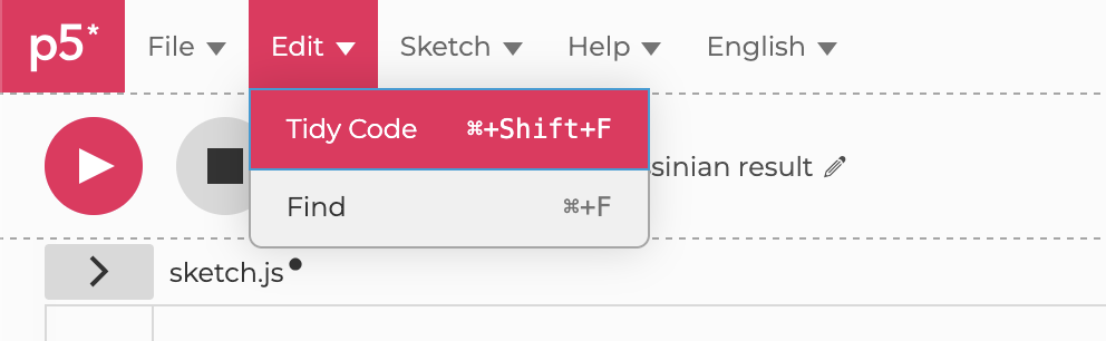 éditeur p5.js outil tidy